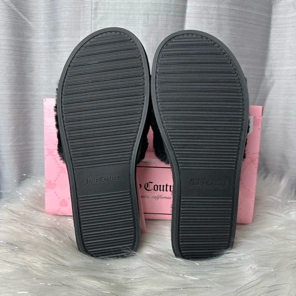 JUICY COUTURE black rhinestone pearl slippers - Picture 5 of 6